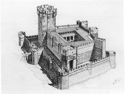 Castillo de la Mota, declarado Bien de Interés Cultural el 8 de noviembre de 1904. Dibujo a plumín autor página Web
